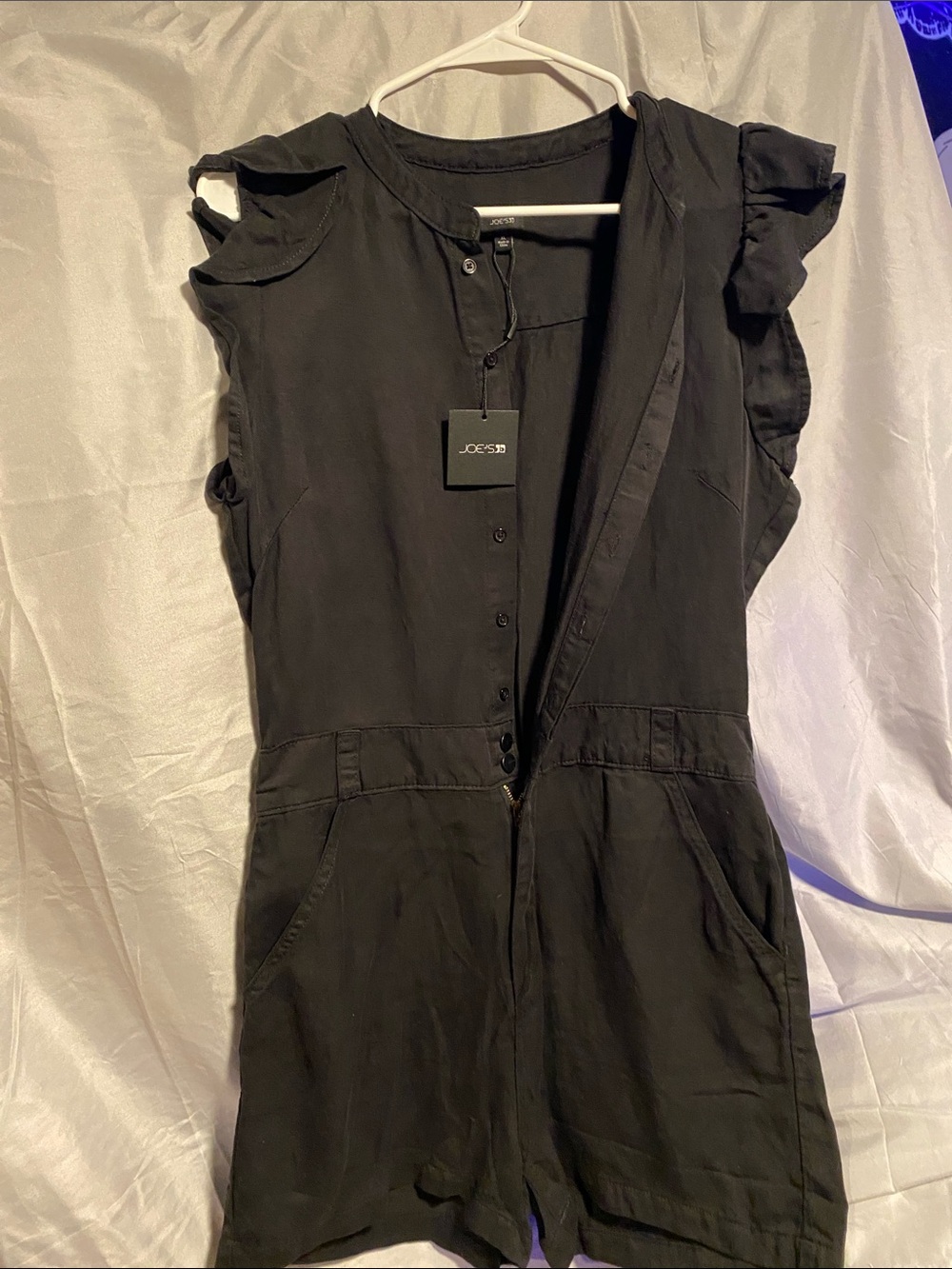 Joe's Jeans Black Sleeveless Button-Front Romper